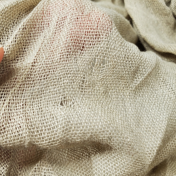 Pleated Herringbone Tan Scarf - Picture 6 of 7